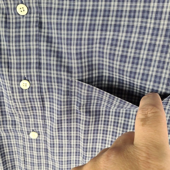 Brooks Sport Shirt Men's‎ Large Blue White Plaid Button Down 100% Cotton - Picture 7 of 12